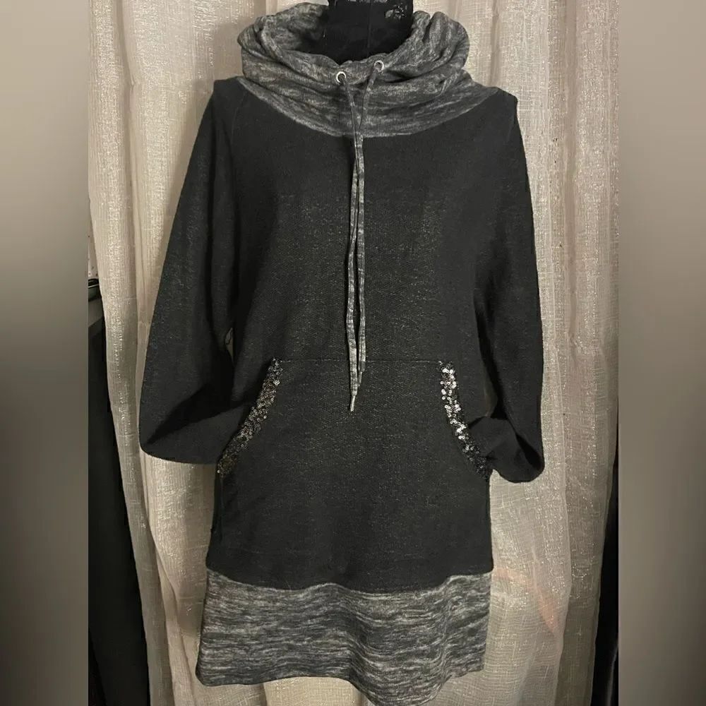Vintage juicy couture cowl neck pullover sweatshirt dress sz XS extra small grey